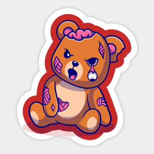 Cute Bear Zombie Cartoon Sticker